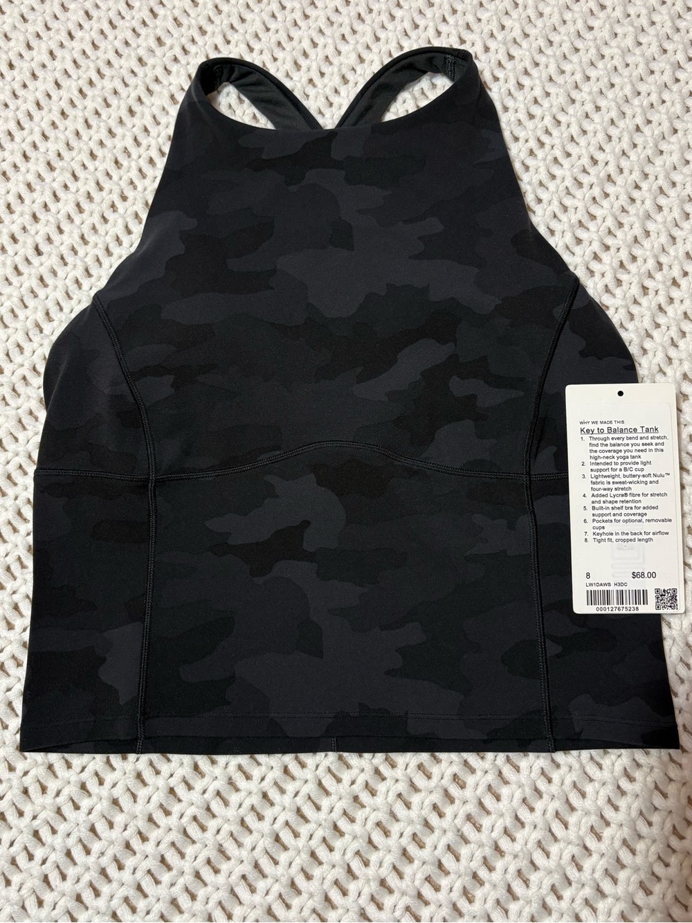lululemon key to balance tank in camo size 8